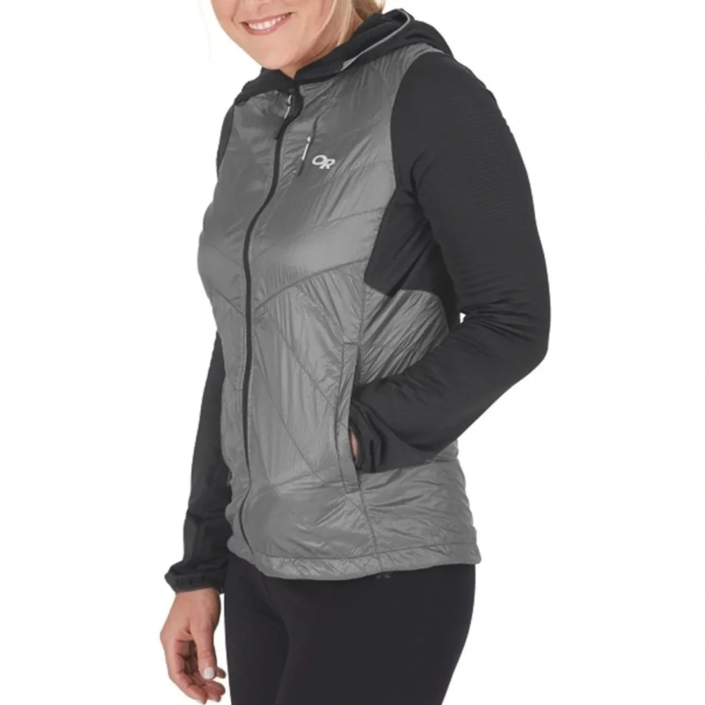 Outdoor Research Vigor Hybrid Hooded Jacket Storm Gray Light Pewter Size XS